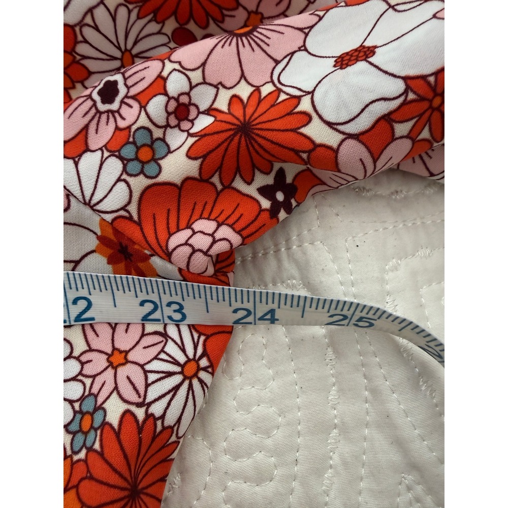 Dokotoo Maxi Dress SZ XL Orange Floral V Neck Collared Long Sleeve Tiered Boho - Picture 6 of 7